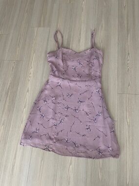 Delicate Mesh Floral Babydoll Dress‎ in Lilac
